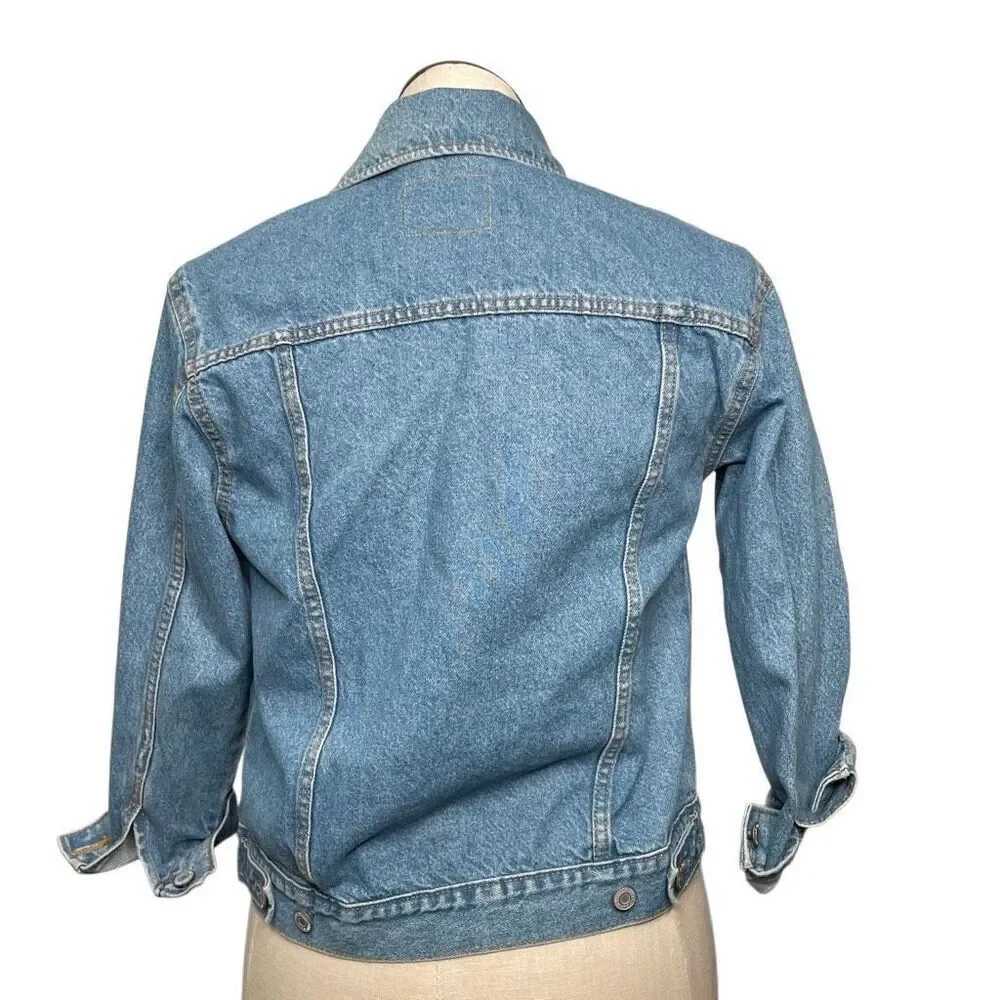 Old Navy Girls Denim Jacket 10-12 Light Wash 100% Cotton Preppy Classic